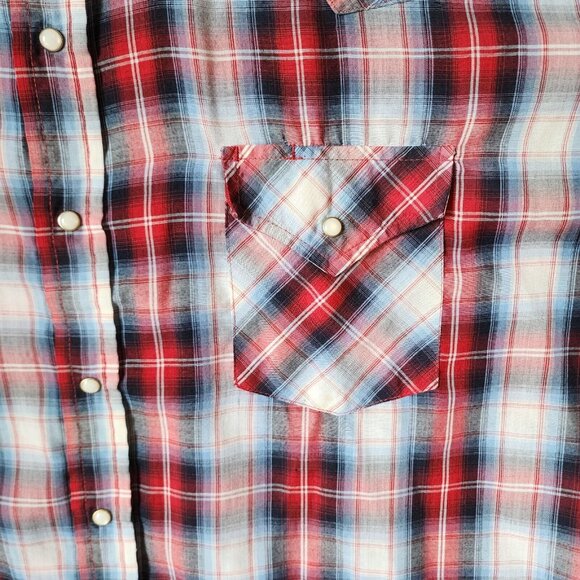 2x VTG Ely Plains BIG MAN Plaid Pearl Snap Short Sleeve Western Shirt Size 2X - Picture 8 of 16